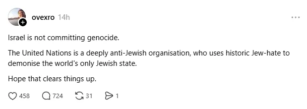 Screenshot of @ovexro's post