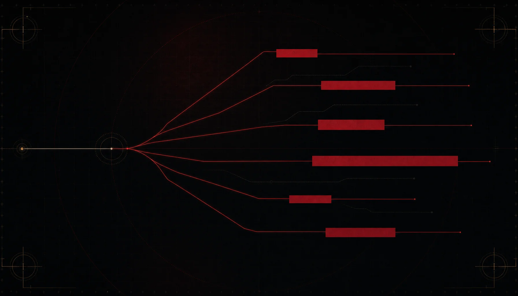 Diverging paths with redacted bars