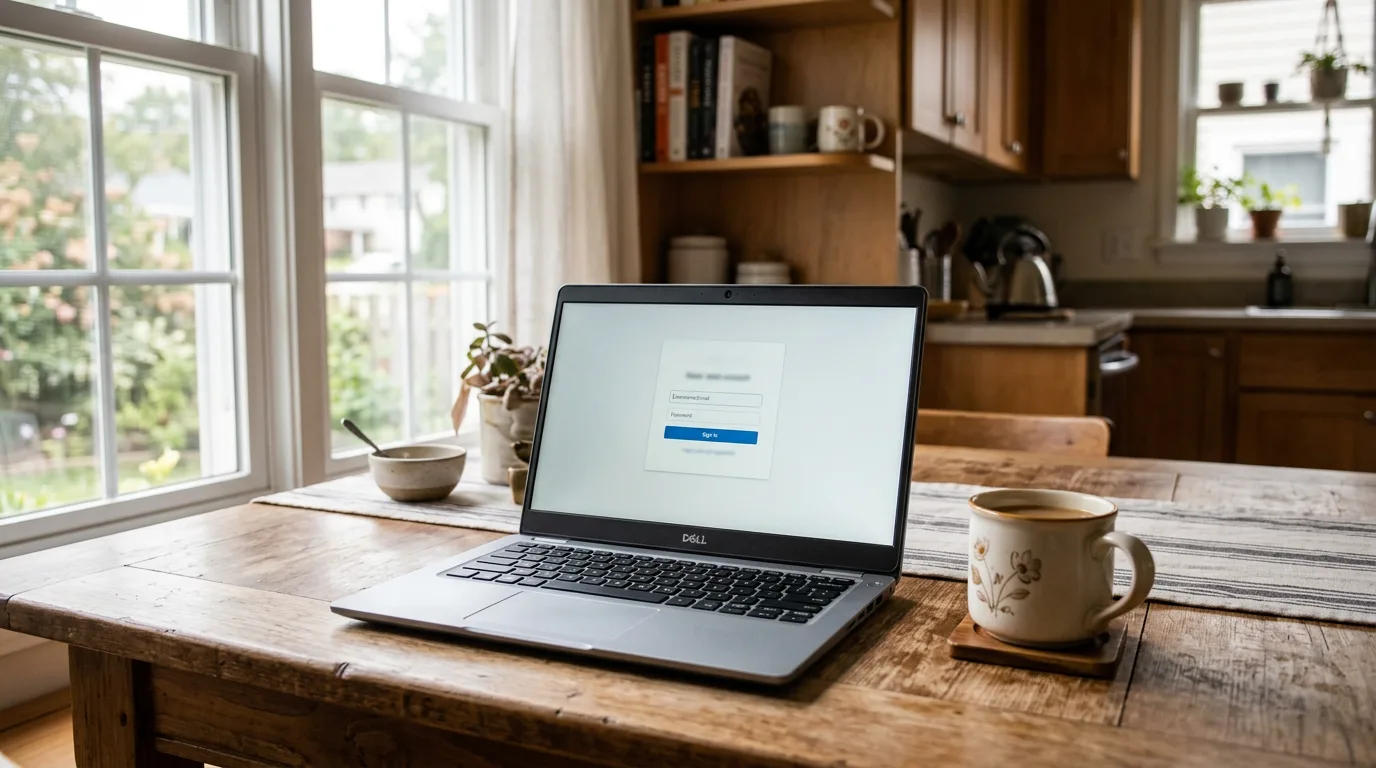 A laptop with an ordinary email login screen, the everyday doorway into your accounts.