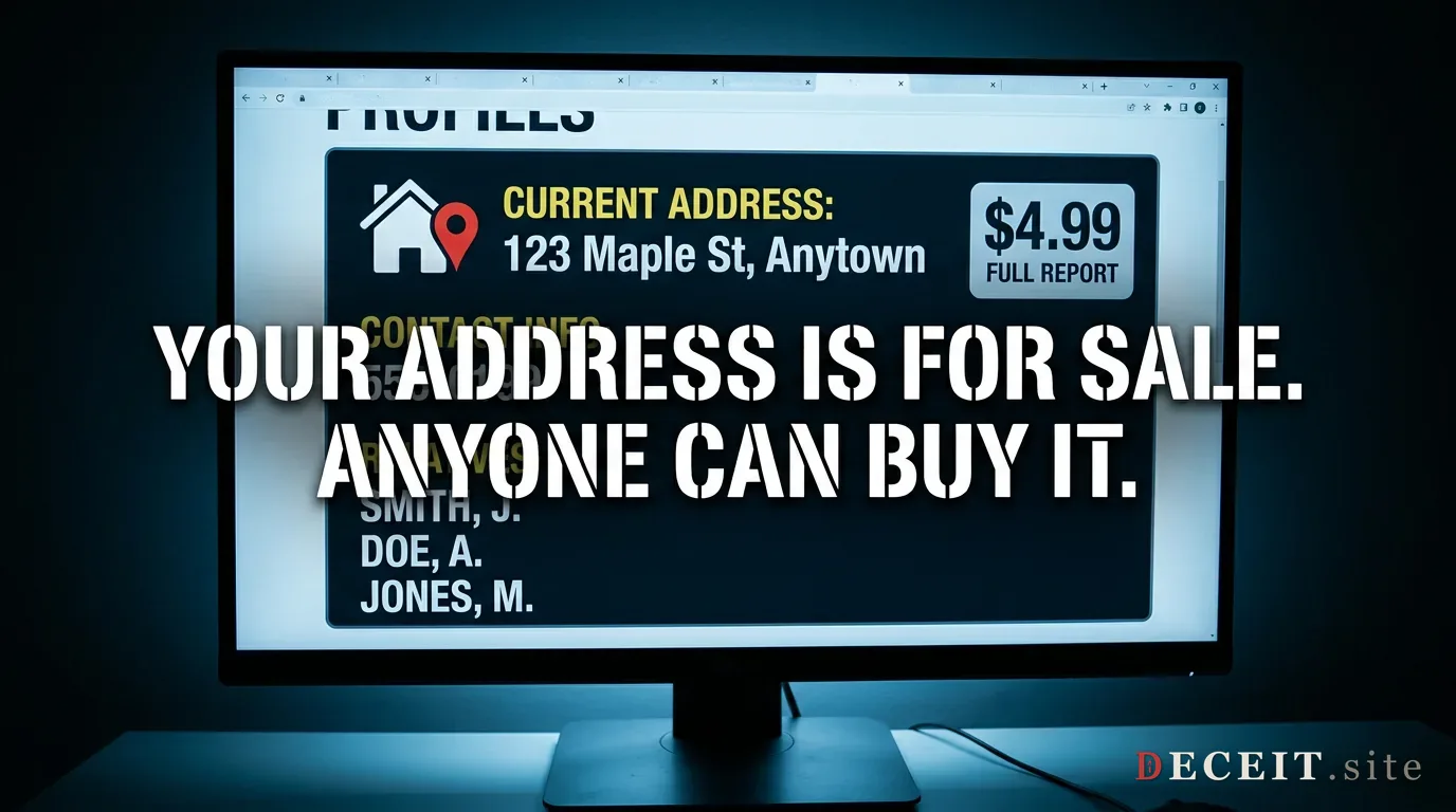 Your address, phone number, and family listed for sale on a people-search site, a few dollars to anyone.