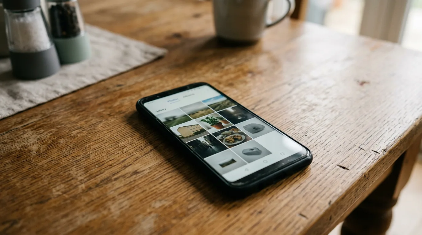 A smartphone displaying a photo-gallery app.