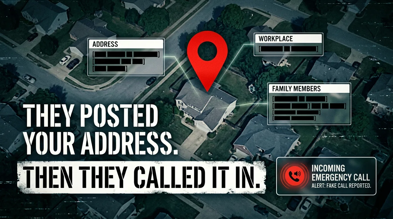 Your address pinned on a map, your details posted, and a fake emergency call on the way.