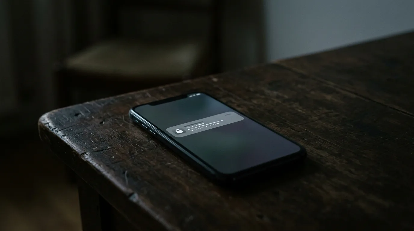 A smartphone face-up showing a single ominous notification.