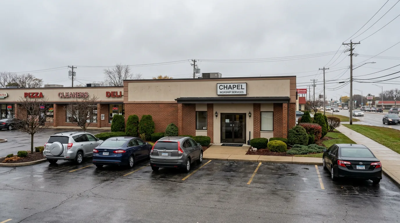 A modest suburban church in the Chicago area.